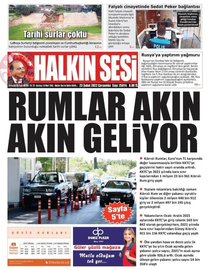 KKTC'de Gazeteler Bugün Ne Manşet Attı? 23 Şubat 2022 galerisi resim 1