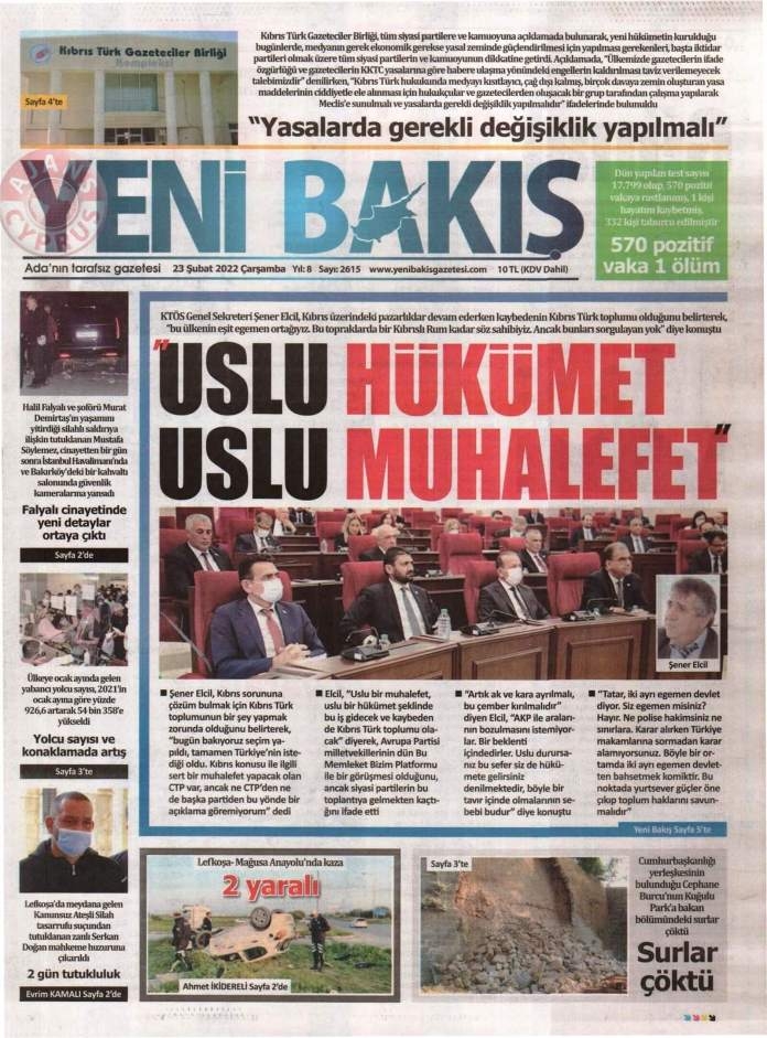 KKTC'de Gazeteler Bugün Ne Manşet Attı? 23 Şubat 2022 galerisi resim 4