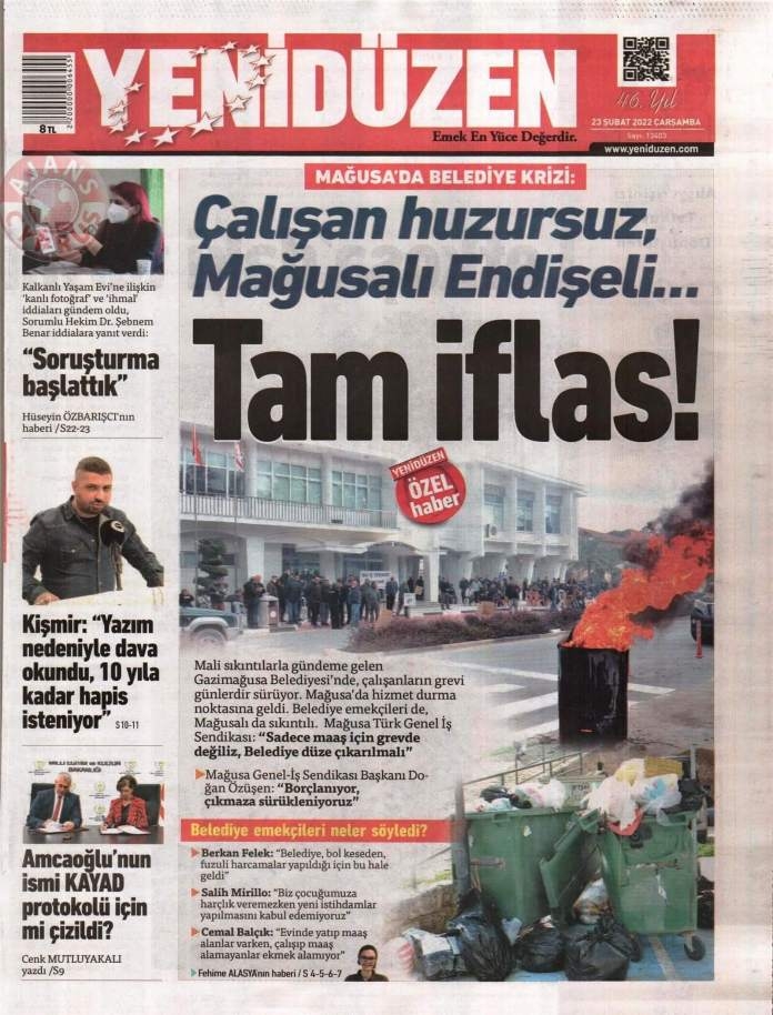 KKTC'de Gazeteler Bugün Ne Manşet Attı? 23 Şubat 2022 galerisi resim 5