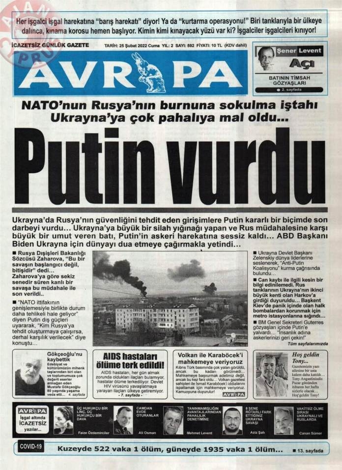 KKTC'de Gazeteler Bugün Ne Manşet Attı? 25 Şubat 2022 galerisi resim 7