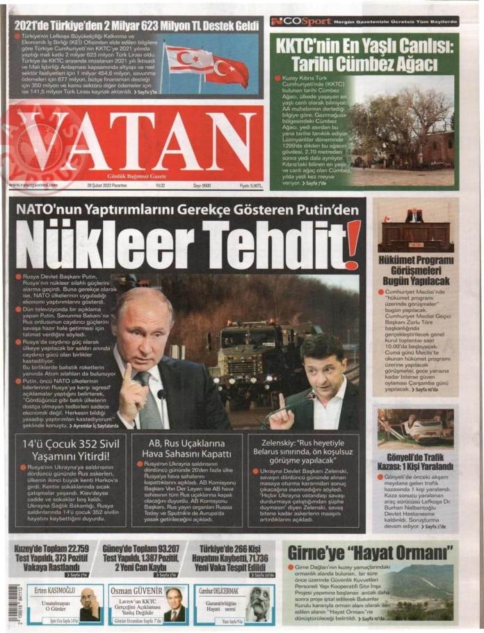 KKTC'de Gazeteler Bugün Ne Manşet Attı? 28 Şubat 2022 galerisi resim 6