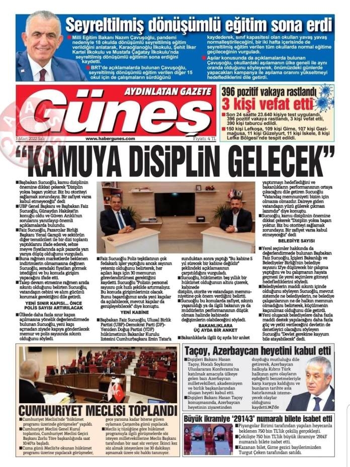 KKTC'de Gazeteler Bugün Ne Manşet Attı? 1 Mart 2022 galerisi resim 1