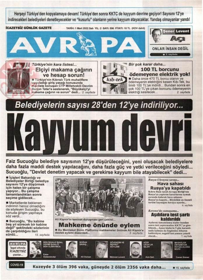 KKTC'de Gazeteler Bugün Ne Manşet Attı? 1 Mart 2022 galerisi resim 2