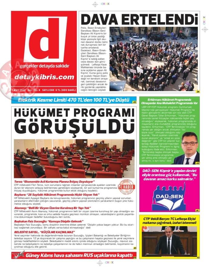 KKTC'de Gazeteler Bugün Ne Manşet Attı? 1 Mart 2022 galerisi resim 3