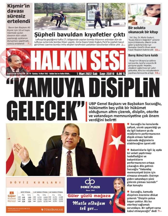 KKTC'de Gazeteler Bugün Ne Manşet Attı? 1 Mart 2022 galerisi resim 7