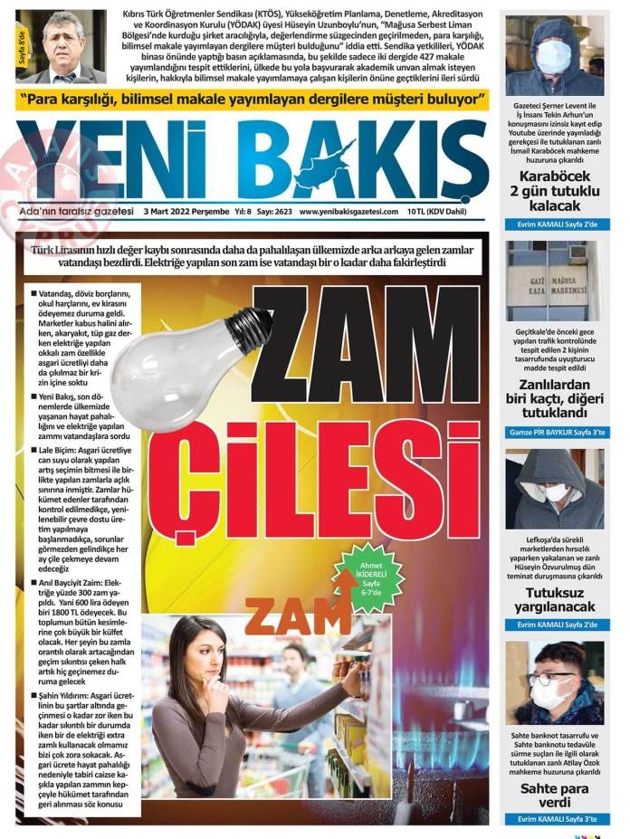 KKTC'de Gazeteler Bugün Ne Manşet Attı? 3 Mart 2022 galerisi resim 4
