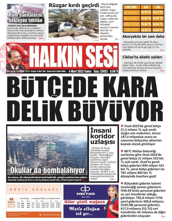 KKTC'de Gazeteler Bugün Ne Manşet Attı? 4 Mart 2022 galerisi resim 1