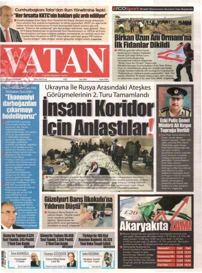 KKTC'de Gazeteler Bugün Ne Manşet Attı? 4 Mart 2022 galerisi resim 3