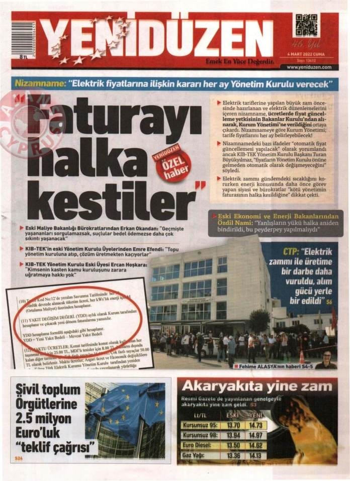 KKTC'de Gazeteler Bugün Ne Manşet Attı? 4 Mart 2022 galerisi resim 5