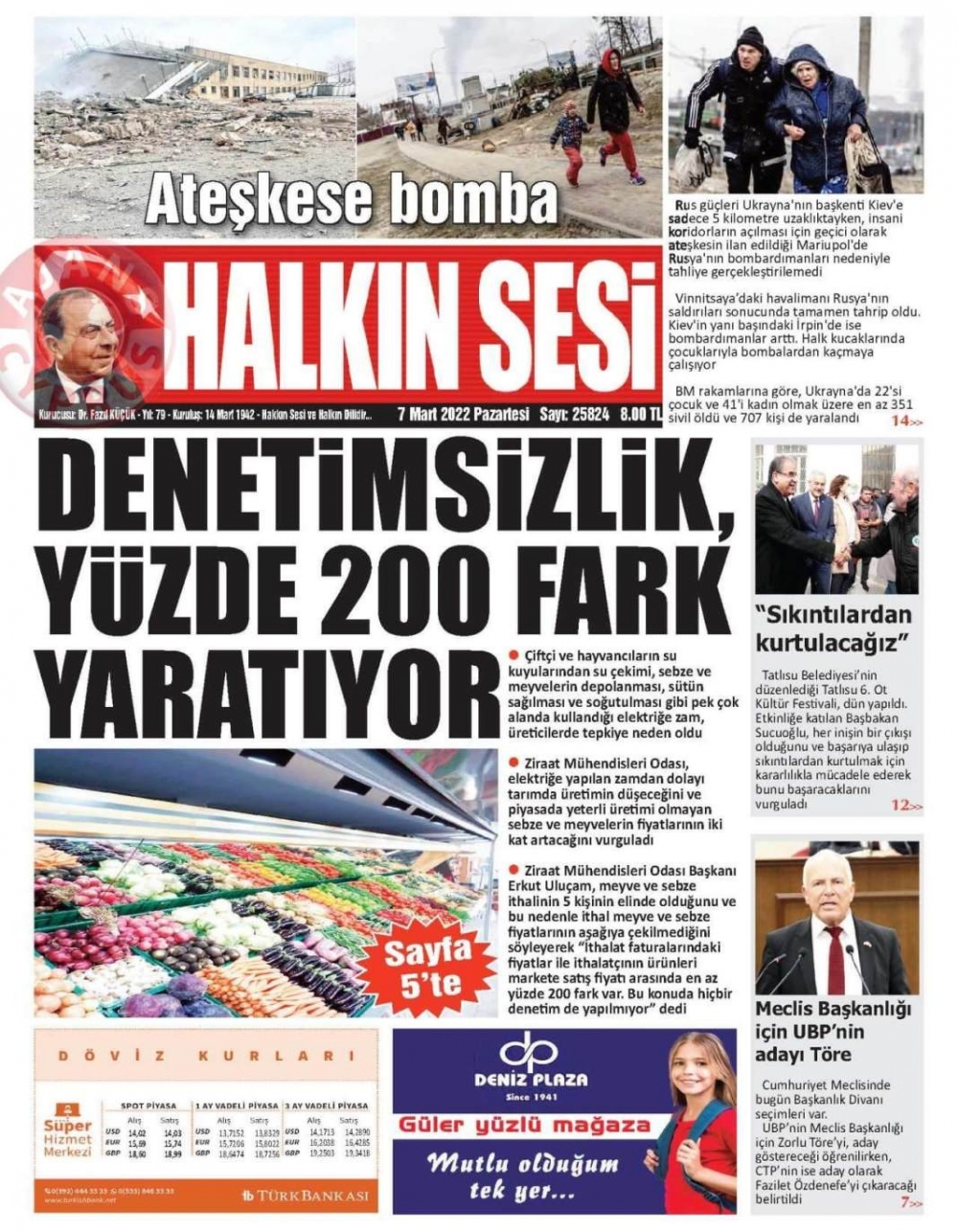 KKTC'de Gazeteler Bugün Ne Manşet Attı? 7 Mart 2022 galerisi resim 1