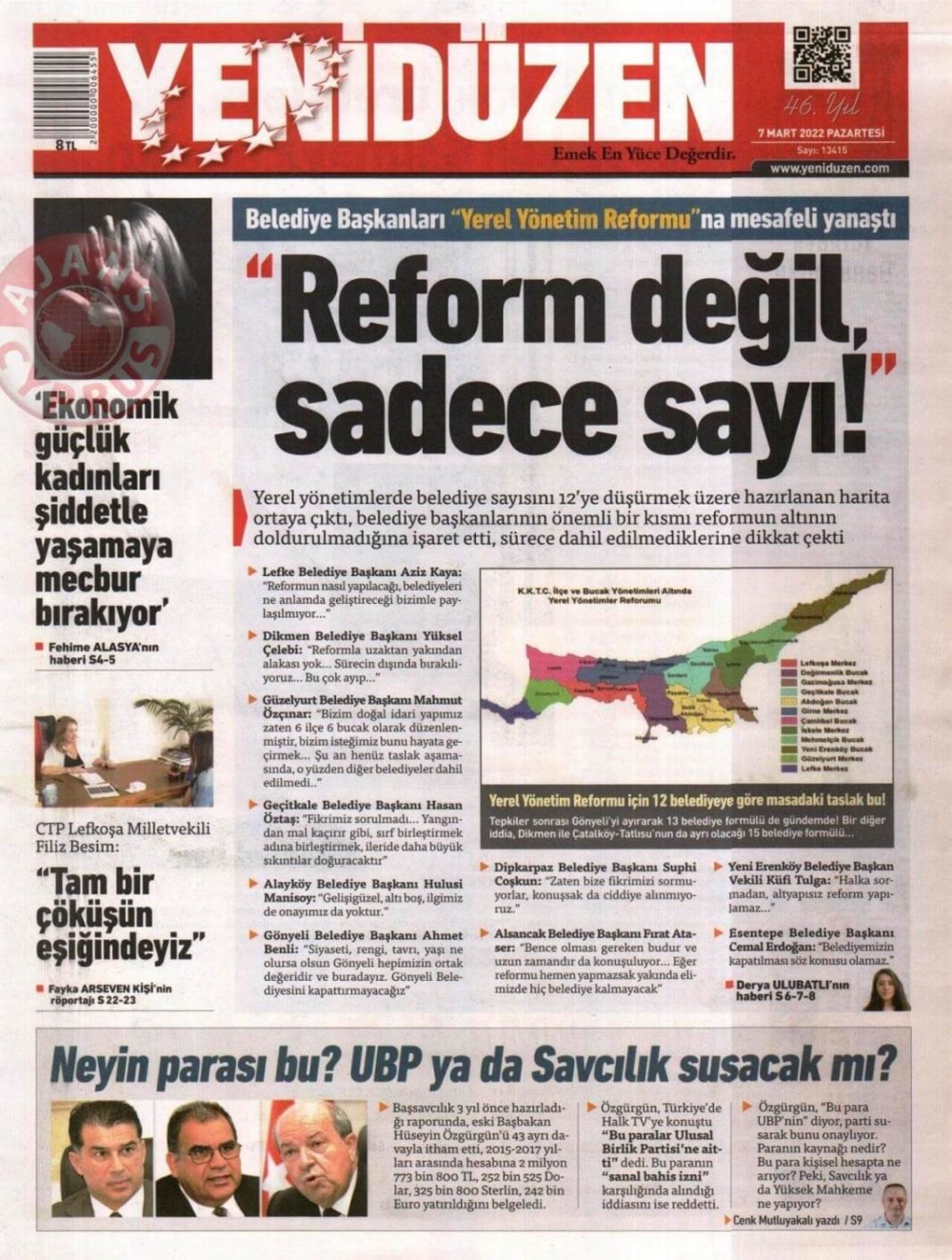 KKTC'de Gazeteler Bugün Ne Manşet Attı? 7 Mart 2022 galerisi resim 3