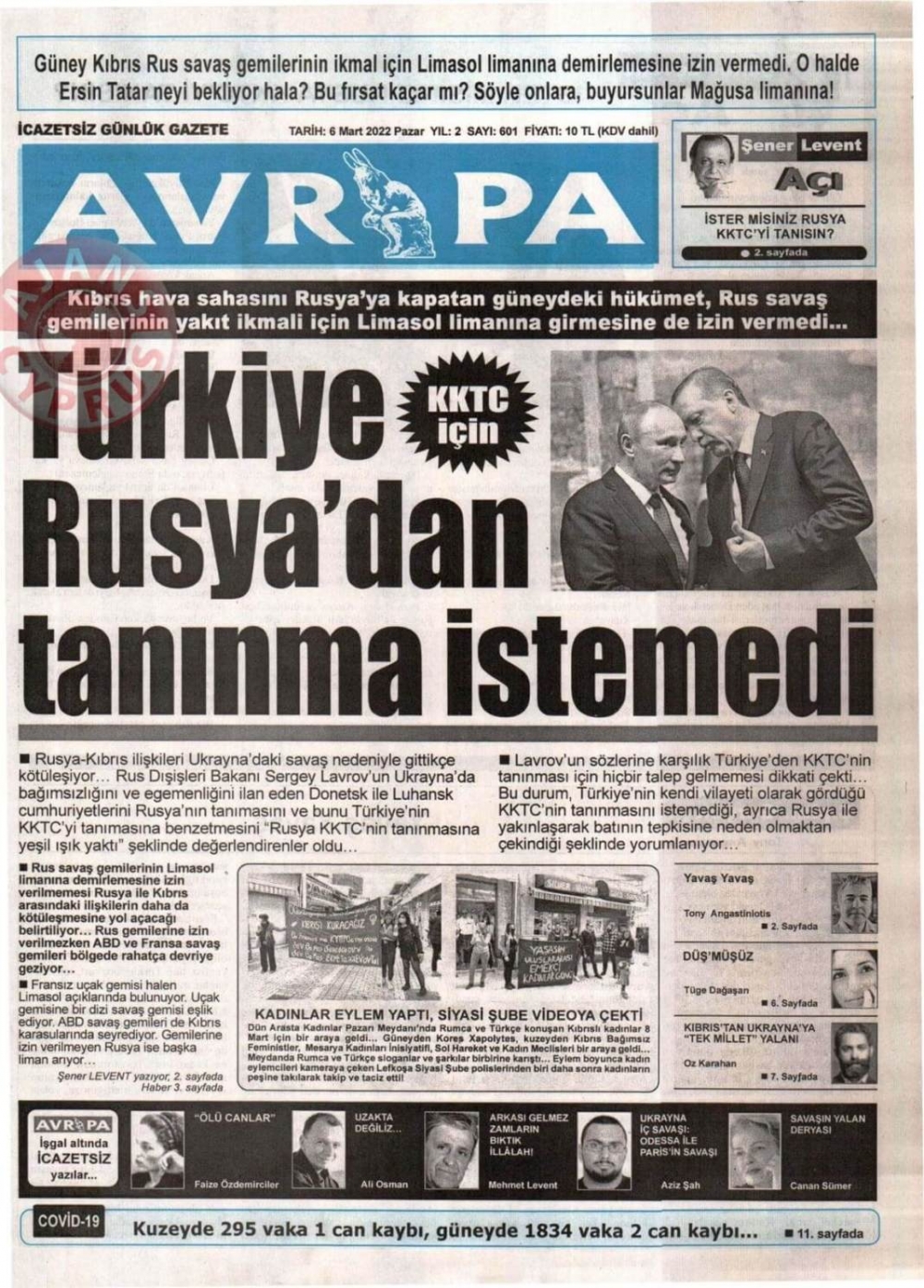 KKTC'de Gazeteler Bugün Ne Manşet Attı? 7 Mart 2022 galerisi resim 6