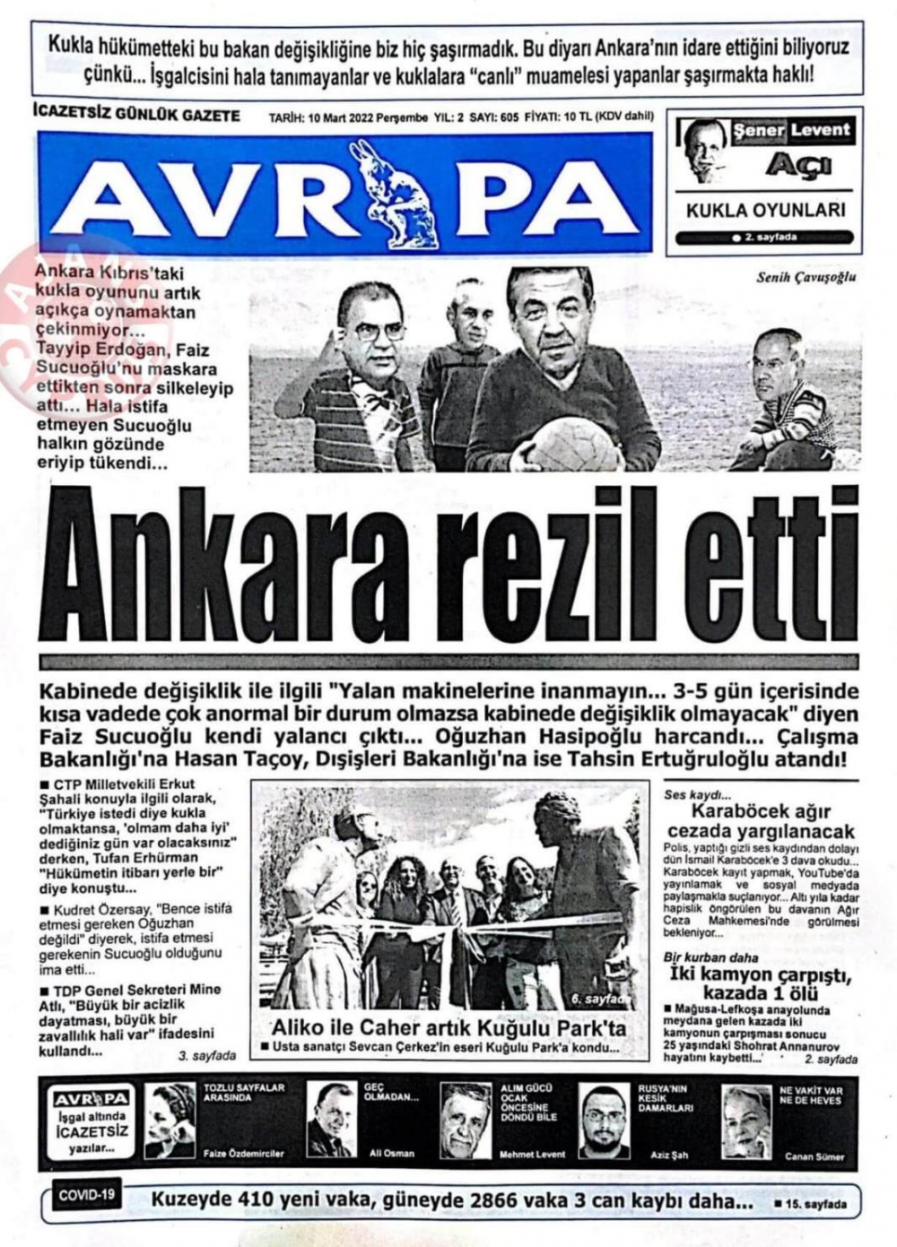 KKTC'de Gazeteler Bugün Ne Manşet Attı? 10 Mart 2022 galerisi resim 2