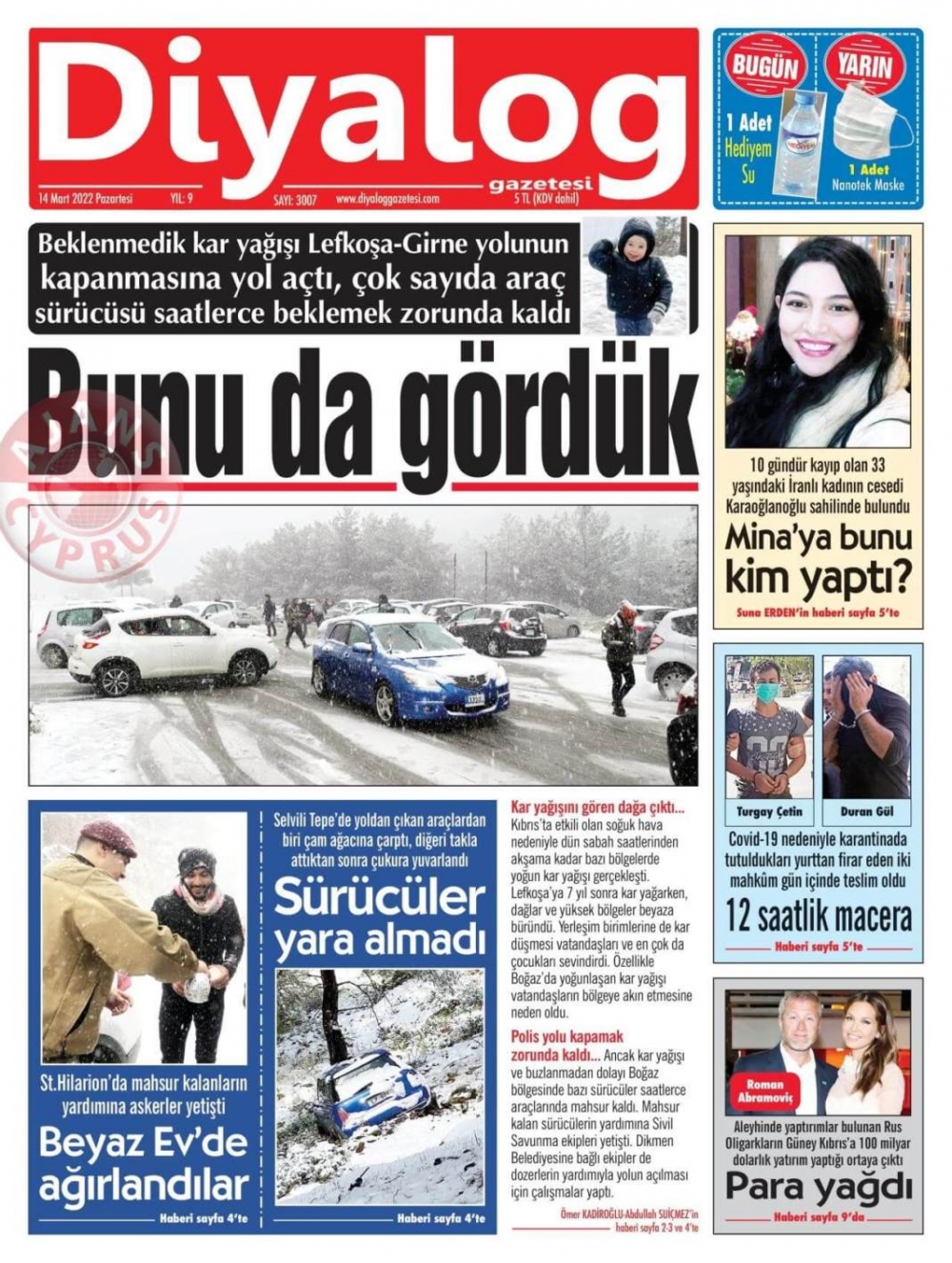 KKTC'de Gazeteler Bugün Ne Manşet Attı? 14 Mart 2022 galerisi resim 5