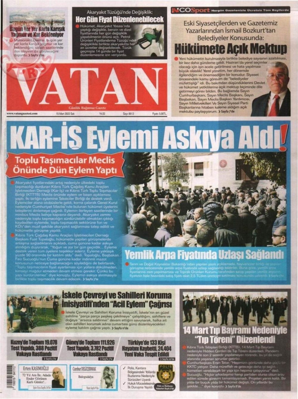 KKTC'de Gazeteler Bugün Ne Manşet Attı? 15 Mart 2022 galerisi resim 6