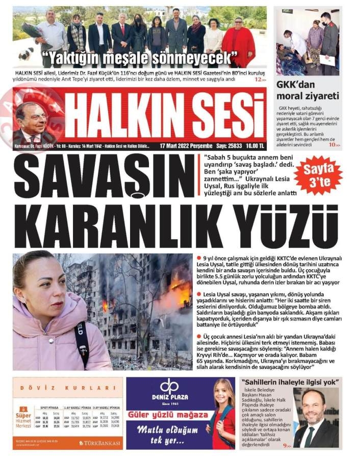 KKTC'de Gazeteler Bugün Ne Manşet Attı? 17 Mart 2022 galerisi resim 1