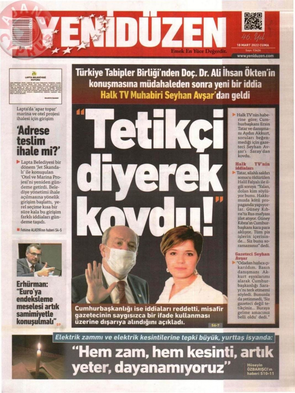KKTC'de Gazeteler Bugün Ne Manşet Attı? 18 Mart 2022 galerisi resim 1
