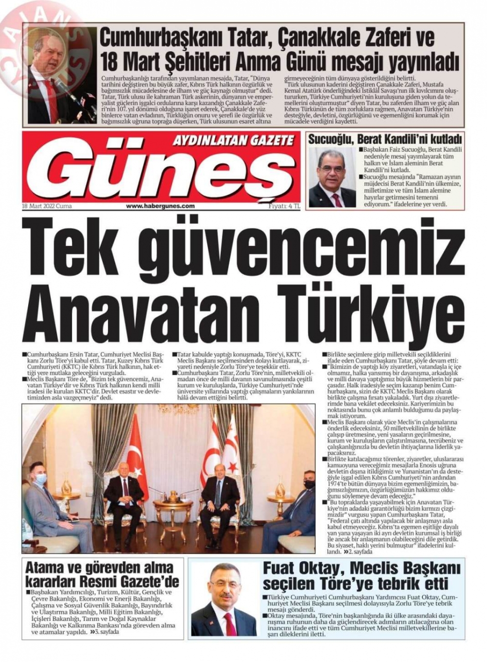 KKTC'de Gazeteler Bugün Ne Manşet Attı? 18 Mart 2022 galerisi resim 6