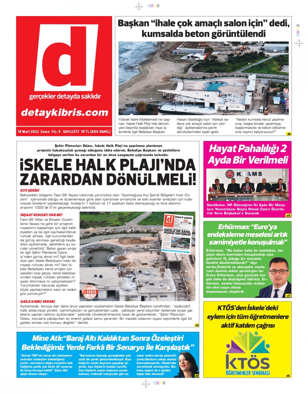 KKTC'de Gazeteler Bugün Ne Manşet Attı? 18 Mart 2022 galerisi resim 7