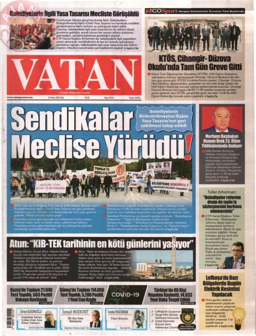 KKTC'de Gazeteler Bugün Ne Manşet Attı? 22 Mart 2022 galerisi resim 3
