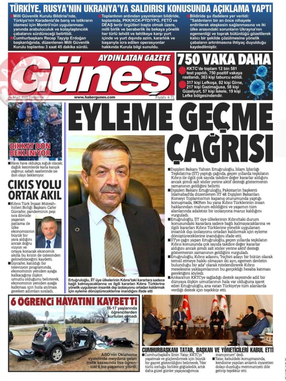 KKTC'de Gazeteler Bugün Ne Manşet Attı? 24 Mart 2022 galerisi resim 7