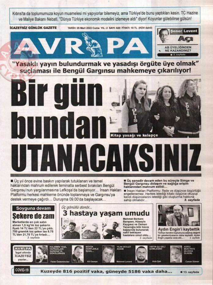 KKTC'de Gazeteler Bugün Ne Manşet Attı? 25 Mart 2022 galerisi resim 6