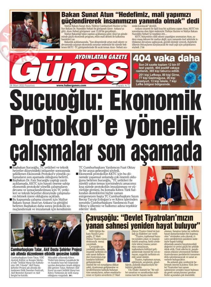 KKTC'de Gazeteler Bugün Ne Manşet Attı? 28 Mart 2022 galerisi resim 1