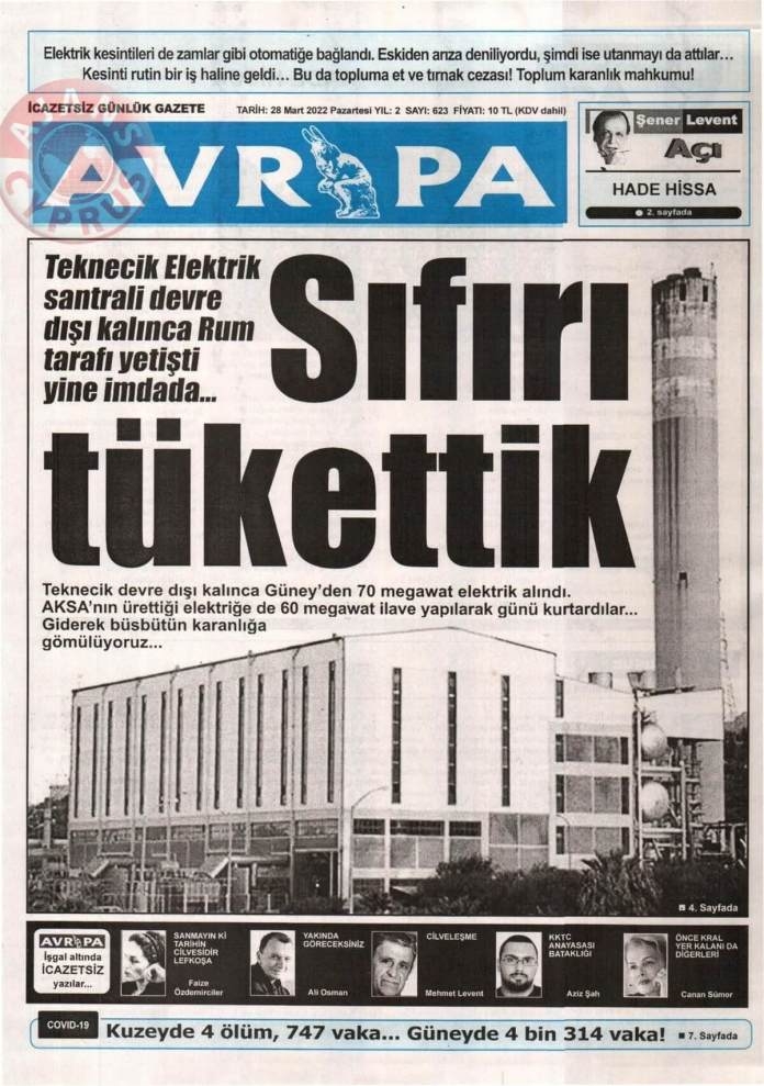 KKTC'de Gazeteler Bugün Ne Manşet Attı? 28 Mart 2022 galerisi resim 2
