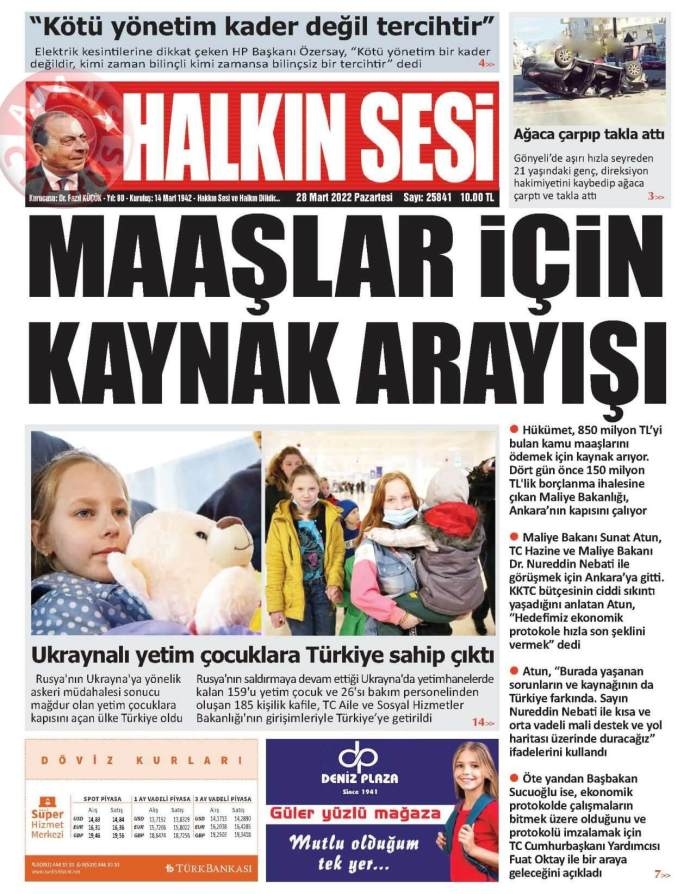 KKTC'de Gazeteler Bugün Ne Manşet Attı? 28 Mart 2022 galerisi resim 5