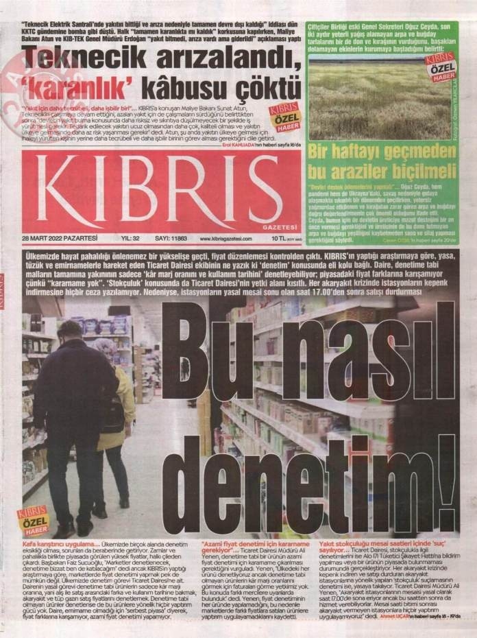 KKTC'de Gazeteler Bugün Ne Manşet Attı? 28 Mart 2022 galerisi resim 6