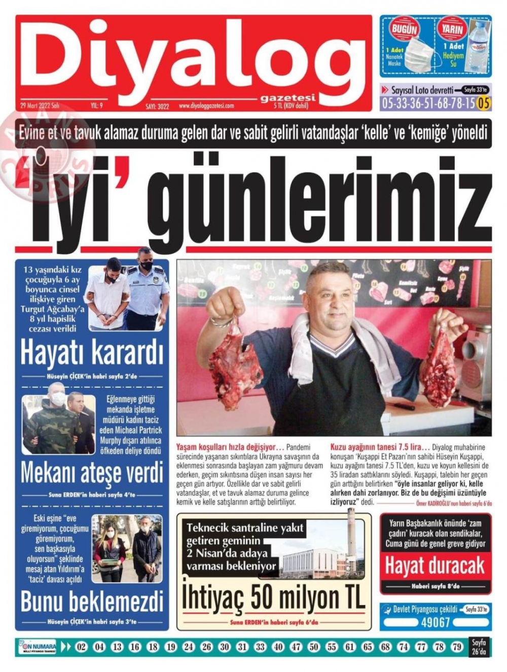 KKTC'de Gazeteler Bugün Ne Manşet Attı? 29 Mart 2022 galerisi resim 3