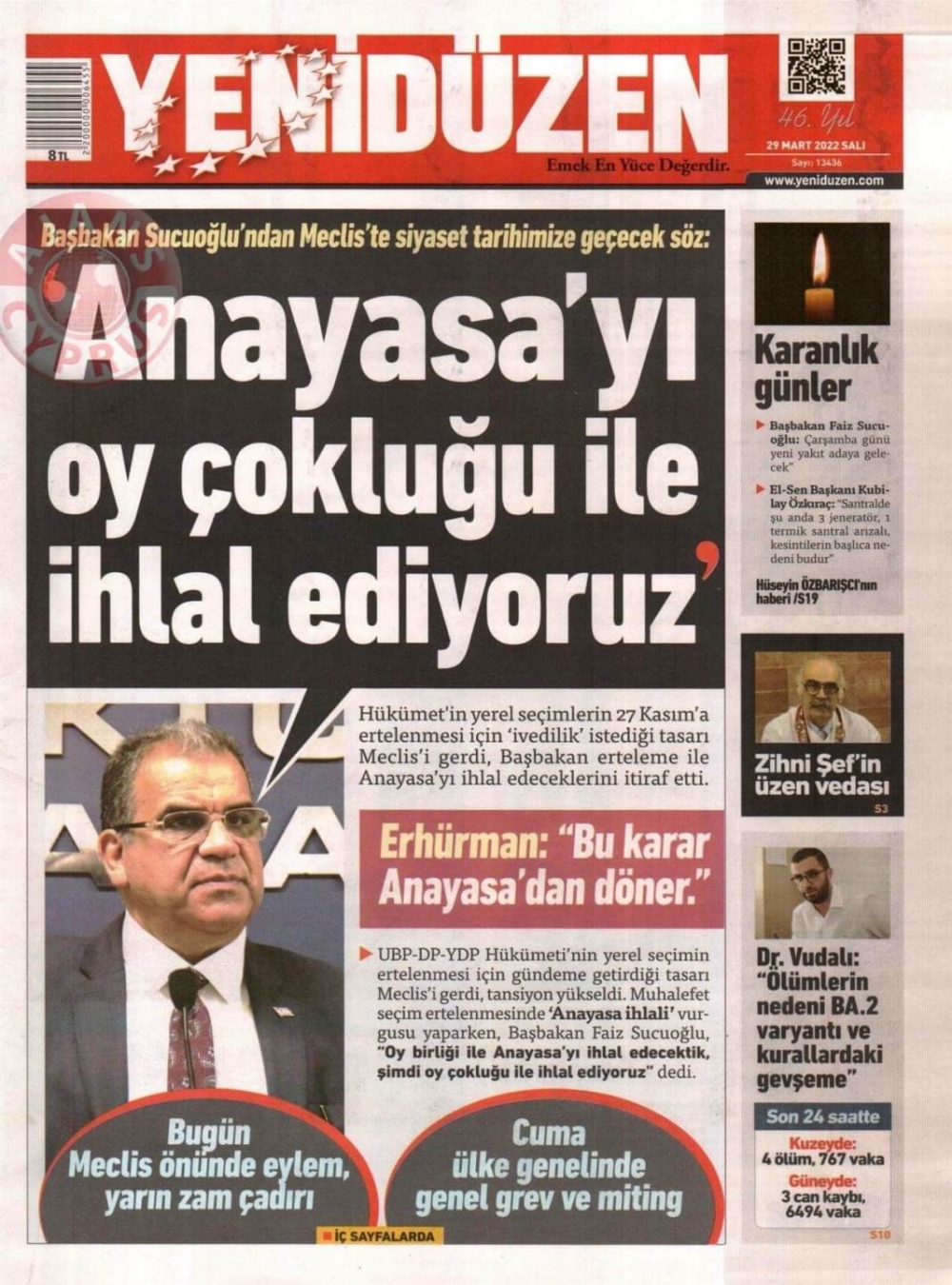 KKTC'de Gazeteler Bugün Ne Manşet Attı? 29 Mart 2022 galerisi resim 4