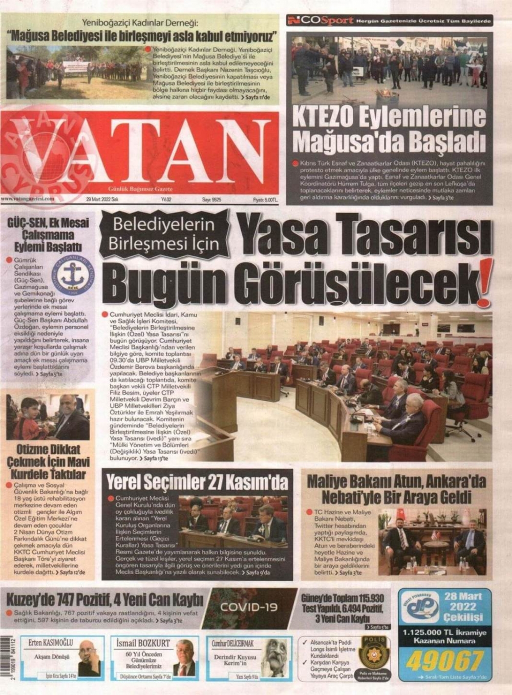 KKTC'de Gazeteler Bugün Ne Manşet Attı? 29 Mart 2022 galerisi resim 5