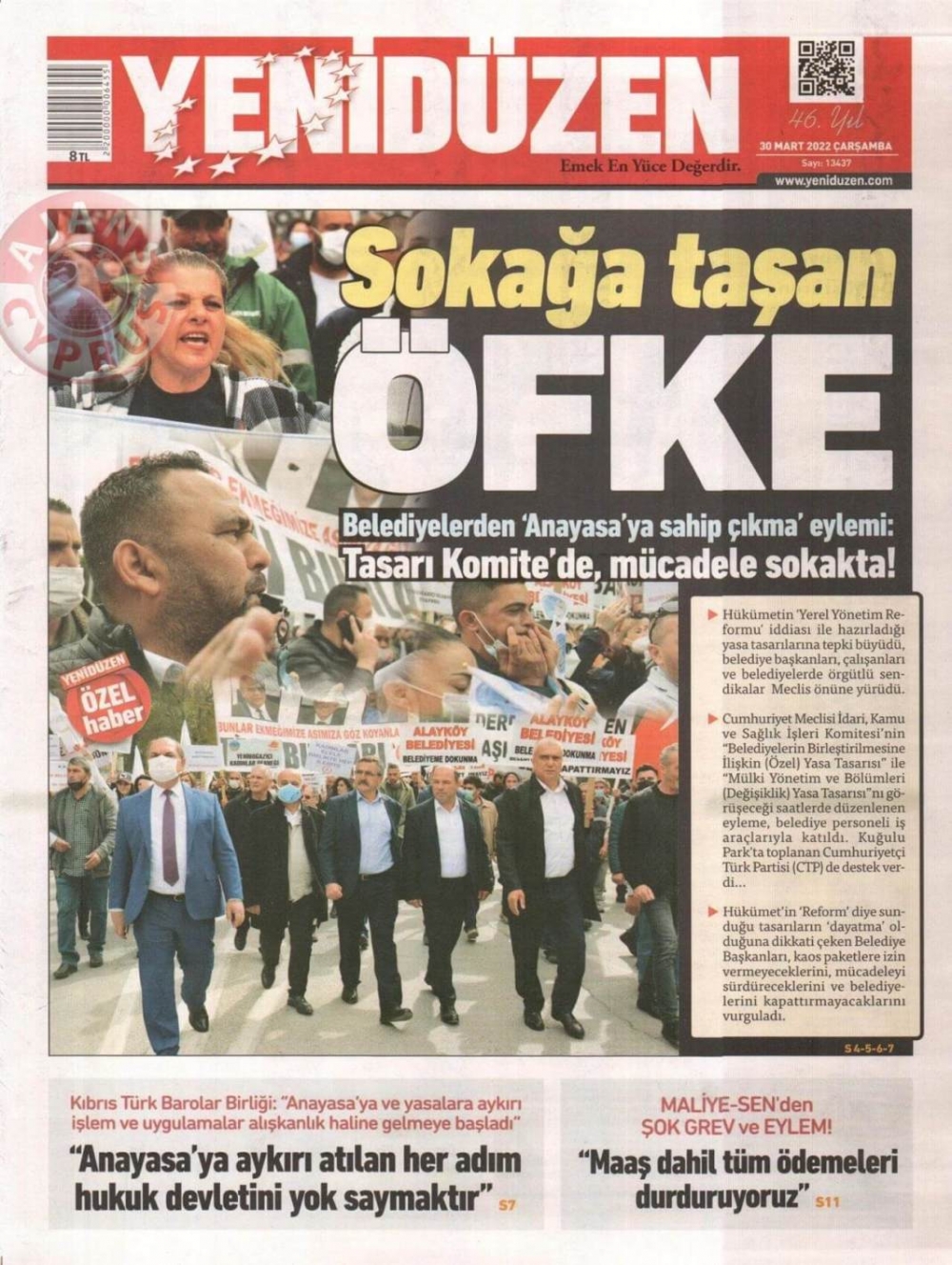 KKTC'de Gazeteler Bugün Ne Manşet Attı? 30 Mart 2022 galerisi resim 1