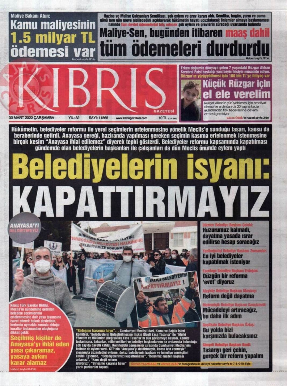 KKTC'de Gazeteler Bugün Ne Manşet Attı? 30 Mart 2022 galerisi resim 2