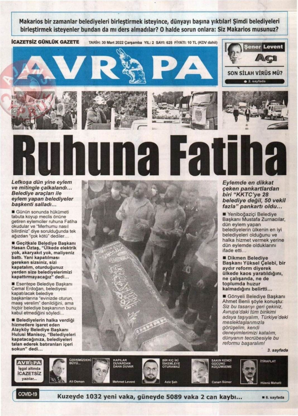 KKTC'de Gazeteler Bugün Ne Manşet Attı? 30 Mart 2022 galerisi resim 6