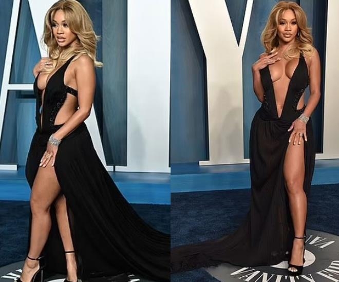 Oscar after partide dekolte yarışı! Ünlü rapçi neresini kapatacağını şaş galerisi resim 6