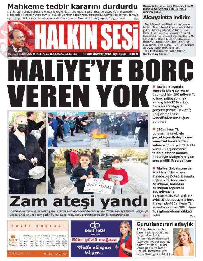 KKTC'de Gazeteler Bugün Ne Manşet Attı? 31 Mart 2022 galerisi resim 3