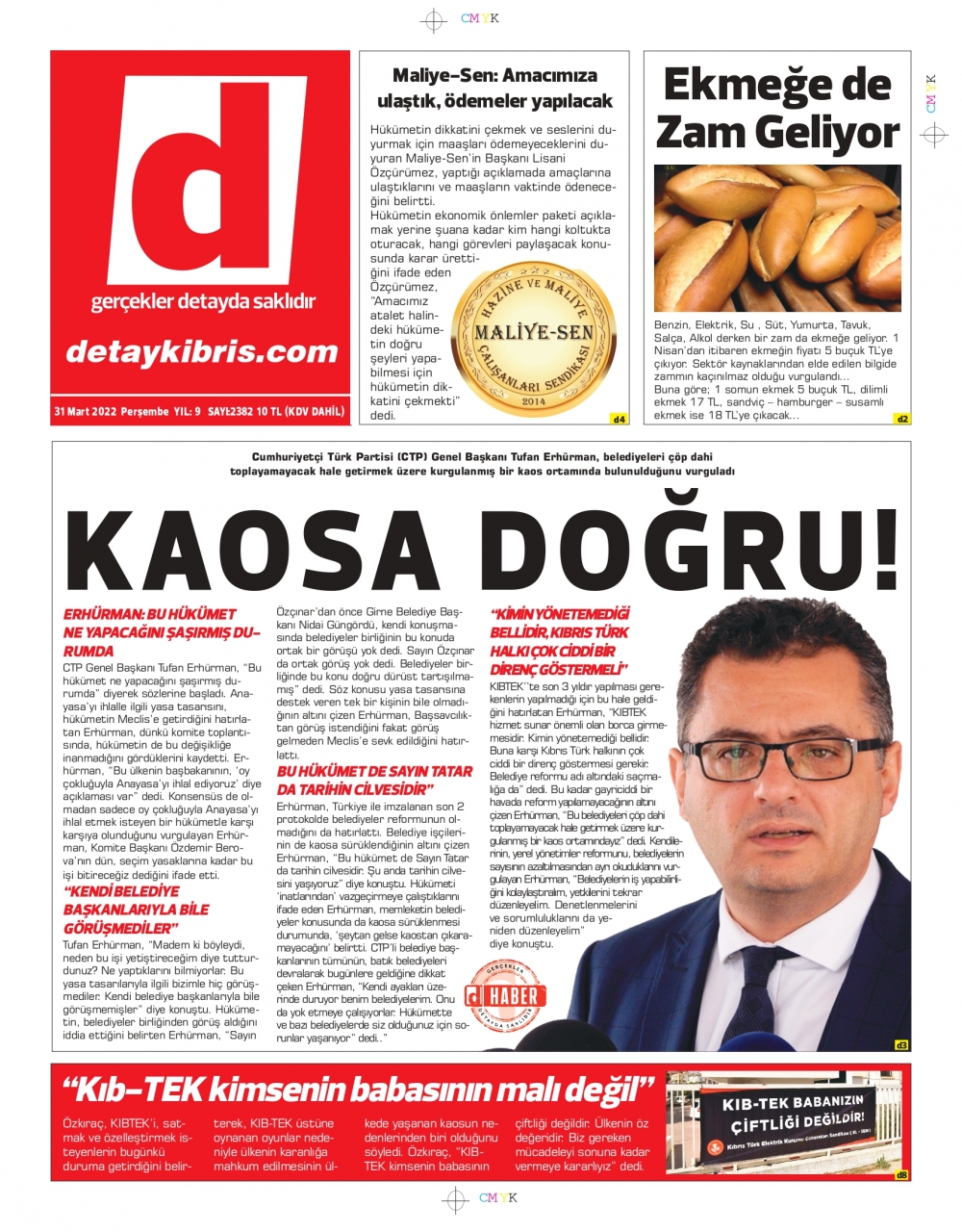 KKTC'de Gazeteler Bugün Ne Manşet Attı? 31 Mart 2022 galerisi resim 8