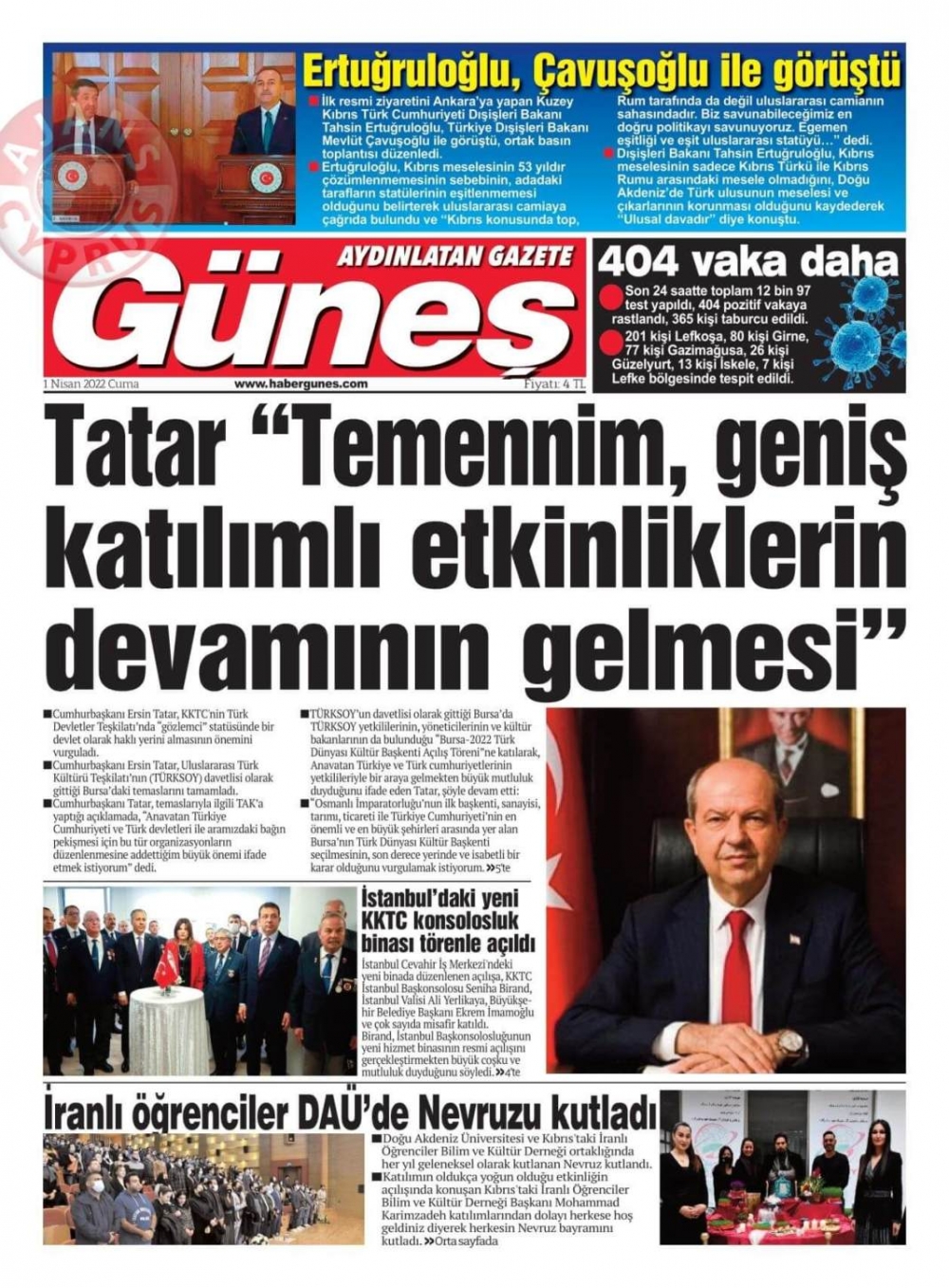 KKTC'de Gazeteler Bugün Ne Manşet Attı? 1 Nisan 2022 galerisi resim 5