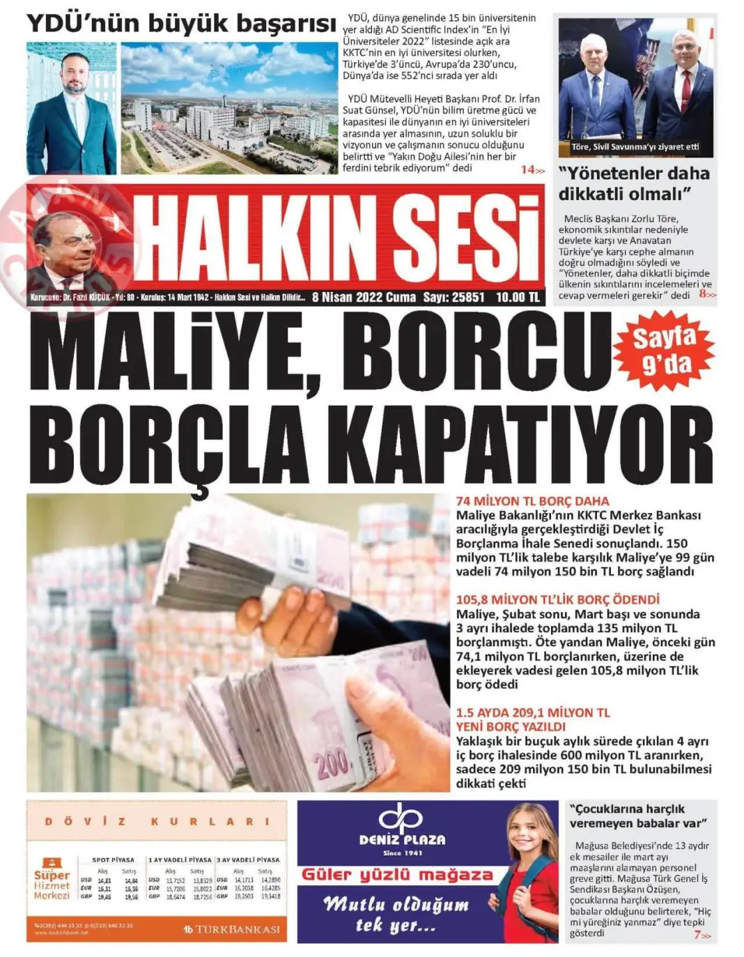 KKTC'de Gazeteler Bugün Ne Manşet Attı? 8 Nisan 2022 galerisi resim 2