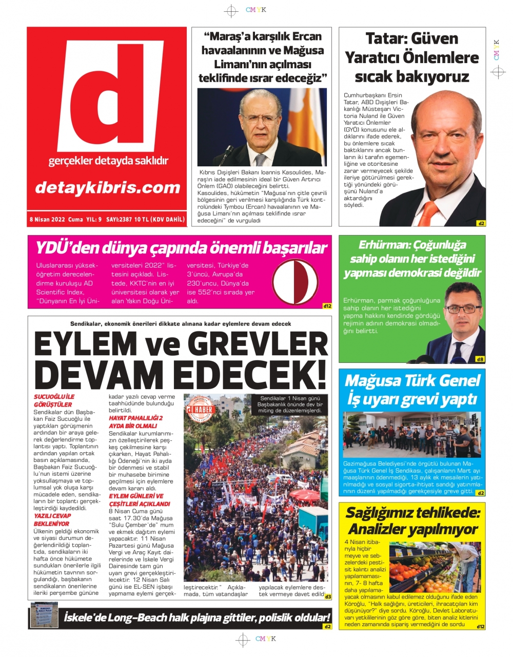 KKTC'de Gazeteler Bugün Ne Manşet Attı? 8 Nisan 2022 galerisi resim 7