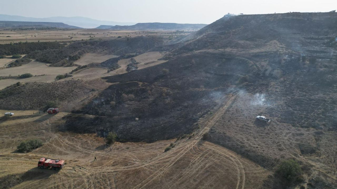 Hisarköy-Kozanköy arasında çıkan yangın söndürüldü