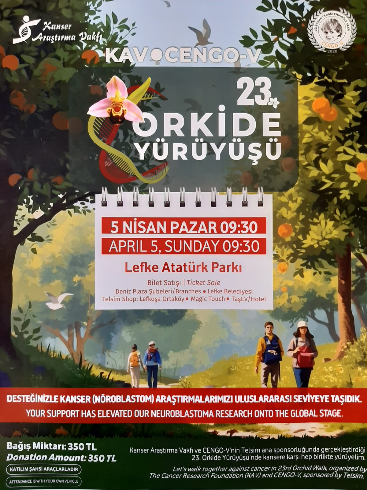 23. Orkide Yürüyüşü 5 Nisan Pazar günü citta slow Lefke'de gerçekleşiyor