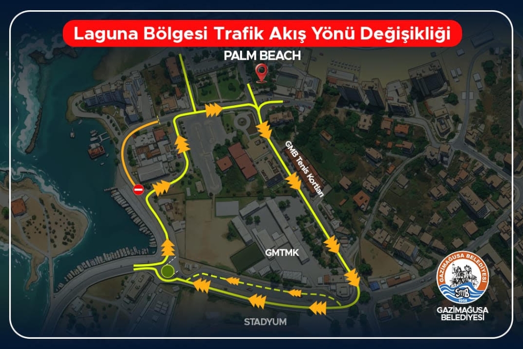 Mağusa Laguna bölgesinde trafik akış yönü değiştiriliyor