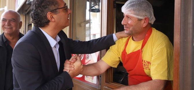 Erhürman Güzelyurt’ta esnaf ve halkla bir araya geldi