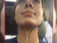 Gözyaşının izleri yüzünde kaldı