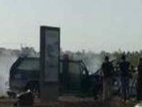 Polis arabası alev aldı!