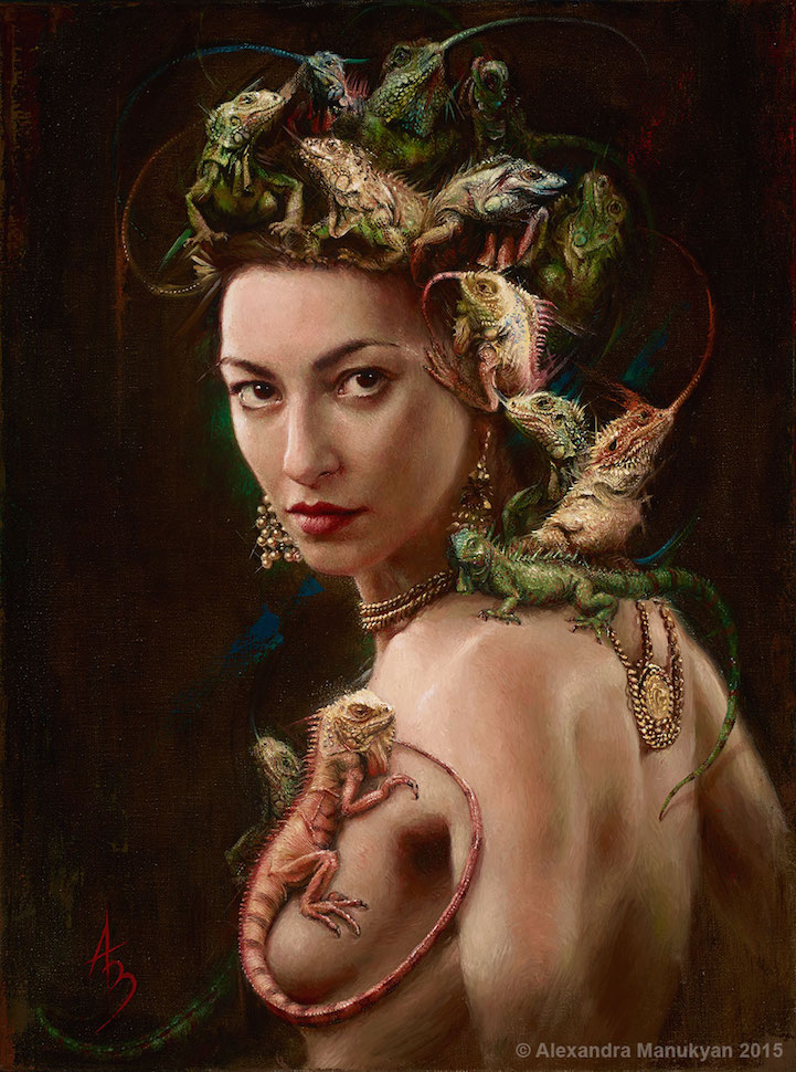 AlexandraManukyan8AmfibienGoddes24x18oilonBelgianlinen