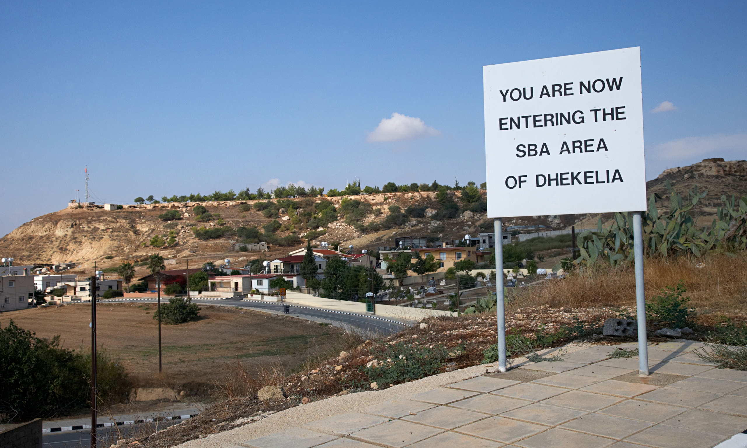 Road to nowhere  entrance to the sovereign base area of Dhekelia.